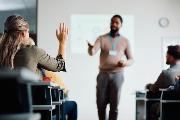 A class of career college students in a lecture